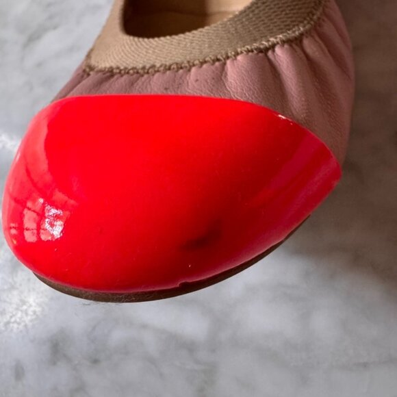 J.Crew Leather Ballet Flats Color Block Blush Coral Pink Size 10 - Picture 4 of 10